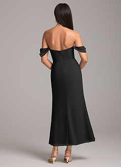 Azazie Saige Vestidos de damas de honor Vestido de Negro de Gasa de Corte Recto Convertible con Vestidos sin tirantes image5