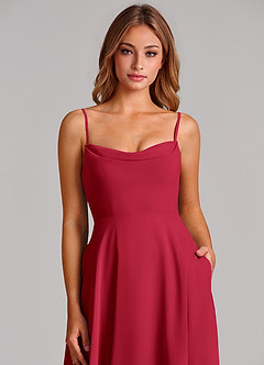 Azazie Elle Brudepigekjoler En streg Plisseret Chiffon Gulv-længde Kjole image6