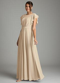 Azazie Daphne Modest Bridesmaid Dresses A-Line Ruffled Chiffon Floor-Length Dress image3