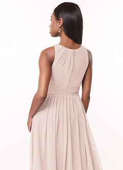 Azazie Harper Bridesmaid Dresses Rose Petal A-Line Pleated Chiffon Dress image4