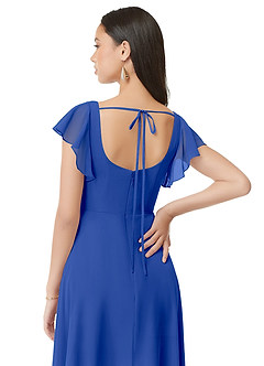 Azazie Bondi Bridesmaid Dresses Royal Blue A-Line Ruched Chiffon Dress image2