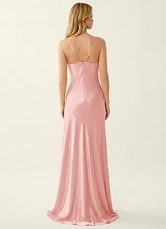 Annastazhia Trübes Rosa Sweetheart Gerafftes Satin Maxi-Kleid mit Schlitz image2