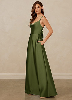 Christian Siriano Bridal for Azazie 1001 Brautjungfernkleider A-Linie Herzausschnitt Stretch-Satin Kleid Olivgrün image4