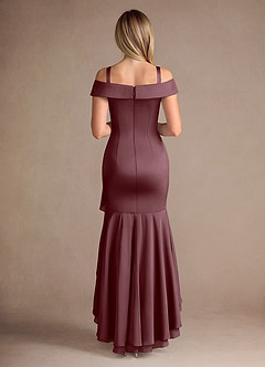 Azazie Billings Moeder van de bruid jurken Zeemeermin Jurk van Stretch Satijn Off the Shoulder Sangria image8
