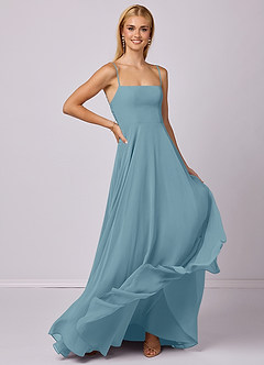 Barbie ♥ Azazie Abiti da Damigella Abito A-Line in Chiffon Blu Lunatico image3