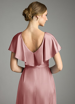 Azazie Lainey Vestidos de damas de honor Vestido de Rosa Polvorienta de Satén Elástico de Corte en A con Con bolsillos image2