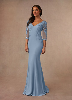 Azazie Fanny Mother of the Bride Dresses Dusty Blue Mermaid Lace Dress image2