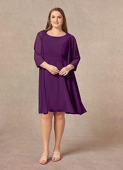Azazie Shirley Mother of the Bride Dresses Grape A-Line Scoop Pleated Chiffon Dress image8