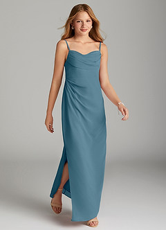 Azazie Mai Junior Abito Tubino in Chiffon Plissettato Bermuda image4
