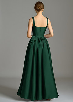 Azazie Verina Bridesmaid Dresses Dark Green A-Line Pleated Stretch Satin Dress image6