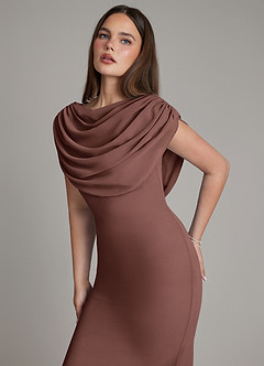 Azazie Hadley Bridesmaid Dresses Espresso Mermaid Pleated Chiffon Dress image6