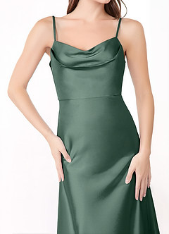 Azazie Alaija Robes de demoiselle d'honneur Robe Sirène en Satin extensible Fente Latérale Eucalyptus image5