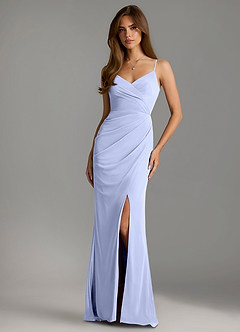 Azazie Maci Bridesmaid Dresses Lavender Sheath Pleated Mesh Dress image1