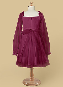 Azazie Aya Flower Girl Dresses Mulberry A-Line with Sleeves Tulle Dress image7