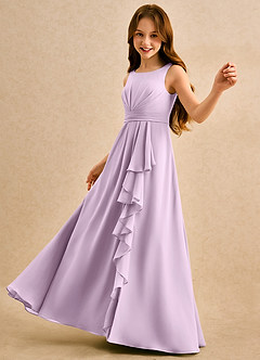 Azazie Chibi Girls Formal Flower Girl Dresses Frosted Lilac A-Line Pleated Chiffon Dress image5