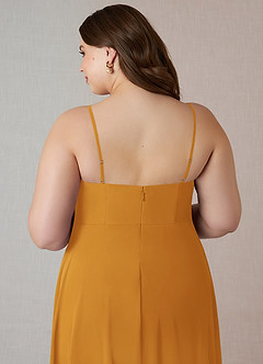 Azazie Emerald Bridesmaid Dresses Butterscotch A-Line Ruffled Chiffon Dress image10