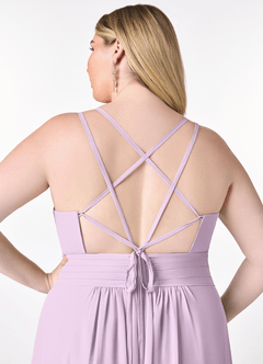 Azazie Farren Bridesmaid Dresses Frosted Lilac A-Line Pleated Chiffon Convertible Dress image15