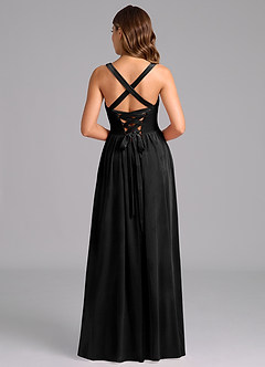 Azazie Francis Bridesmaid Dresses Black A-Line Corset Velvet Dress image5