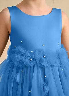 Azazie Lux Flower Girl Dresses Blue Jay A-Line Beaded Tulle Dress image7