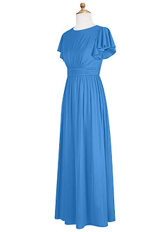 Azazie Mosley Junior Abito A-Line in Maglia Increspato Blue Jay image9