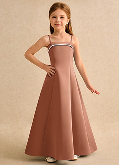 Azazie Izel Girls Formal Flower Girl Klänningar Klä A-Line i Matt satäng Plisserad image5