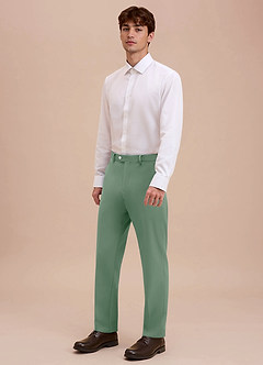 front Ethan Matcha Raffinerade vävda klänningsbyxor