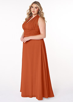 Azazie Fifi Bridesmaid Dresses Burnt Orange A-Line Strapless Chiffon Convertible Dress image15