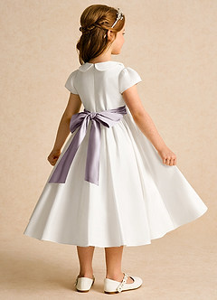 Azazie Deary Flower Girl Dresses Ivory Dusk A-Line Bow Cotton Dress image4