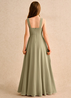 Azazie Makani Girls Formal Blumenmädchenkleider A-Linie Herzausschnitt Chiffon Kleid Moosgrün image2