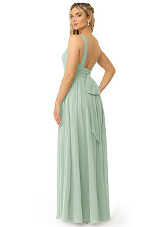 Azazie Kora Brautjungfernkleider A-Linie Plissee Chiffon Kleid Agave image5