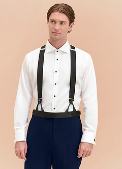 front Classic Marinblå Smokingbyxor med spetsiga slag