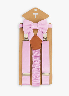 front Boy's Matching Matte Satin Bow Tie & Suspenders Set