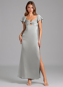 Azazie Demia 신부 들러리 드레스 쉬스 스윗하트 네크라인 스트레치 새틴 발목 길이 드레스 image1