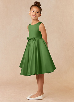 Azazie Coco Flower Girl Dresses Basil A-Line Bow Matte Satin Dress image2