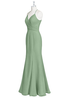 Azazie Carolina Vestidos de damas de honor Vestido de Matcha de Gasa de Corte Sirena con Volante image8