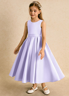 Azazie Junebuj vestidos de niña de las flores Vestido de Lila de Satin Mate de Princesa con Plisado image3
