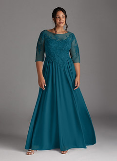 Azazie Harriet Mother of the Bride Dresses Ink Blue A-Line Scoop lace Mesh Dress image9