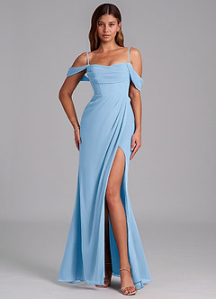 Azazie Johana Abiti da Damigella Abito Convertibile Sirena in Chiffon Spalle Scoperte Azzurro Polvere image4