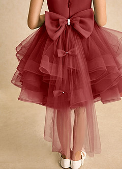 Azazie Tinie Flower Girl Dresses Rust Ball-Gown Bow Tulle Dress image7