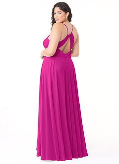 Azazie Avelina Bridesmaid Dresses Fuchsia A-Line V-Neck Pleated Chiffon Dress image9