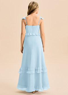 Azazie Tavie Junior Vestido de Azul Cielo de Gasa de Corte en A con Volante image2