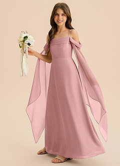 Azazie Moana Junior Klä av A-Line i Chiffong Plisserad image5