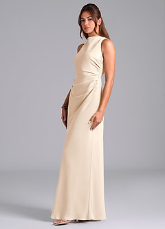 Azazie Evadne Bridesmaid Dresses White Alabaster A-Line Pleated Chiffon Dress image5