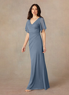 Azazie Selah Mother of the Bride Dresses Twilight A-Line V-Neck ruched Mesh Dress image2