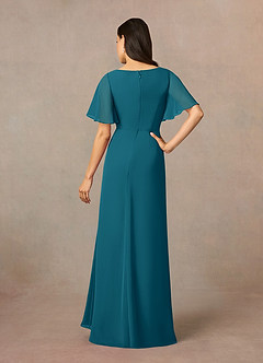 Azazie Rain Abiti per la Madre della Sposa Abito Tubino in Chiffon Perline Blu Inchiostro image4