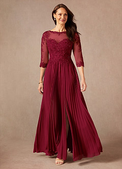 Azazie Corinne Mother of the Bride Dresses Burgundy A-Line Sequins Chiffon Dress image3