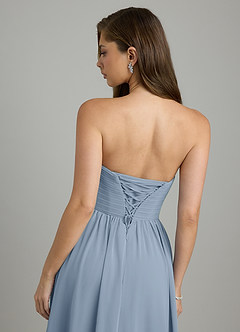 Azazie Tammy At-home Try On Dresses Dusty Blue A-Line Corset Chiffon Dress image10