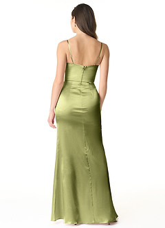 Azazie Sukia Bridesmaid Dresses Pistachio Mermaid Pleated Metallic Satin Dress image2
