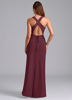 Azazie Evadne Robes de demoiselle d'honneur Robe Trapèze en Mousseline de soie Plissée Cabernet image7