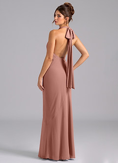 Azazie Velli Robes de demoiselle d'honneur Robe Sirène en Mousseline de soie Arc Rose De Cèdre image7